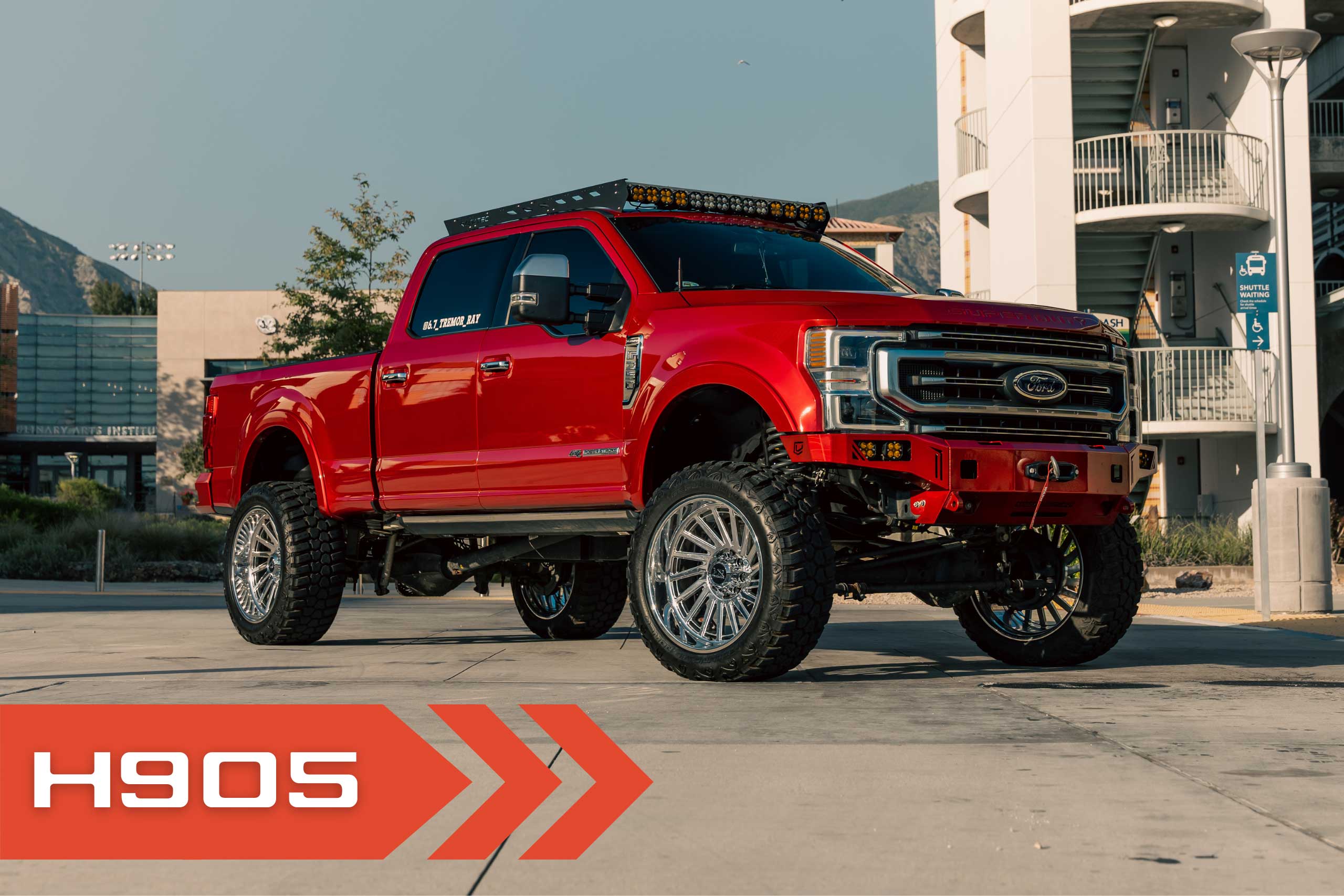 A Ford F-350 Super Duty with 24x12 -51 Hardrock Offroad H905 Forged Wheels