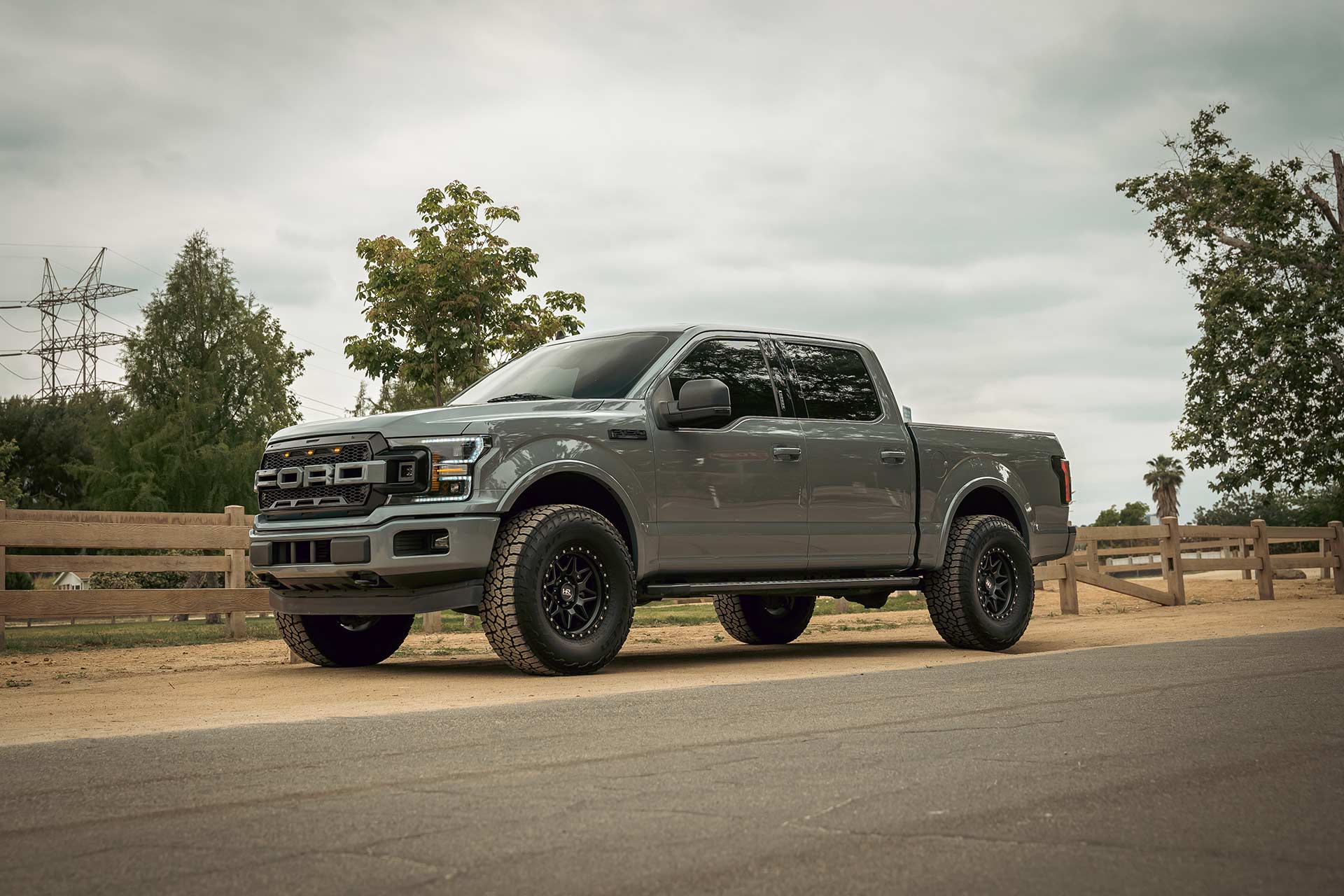 abyss gray ford f-150 with matte black hardrock h105 off road wheels