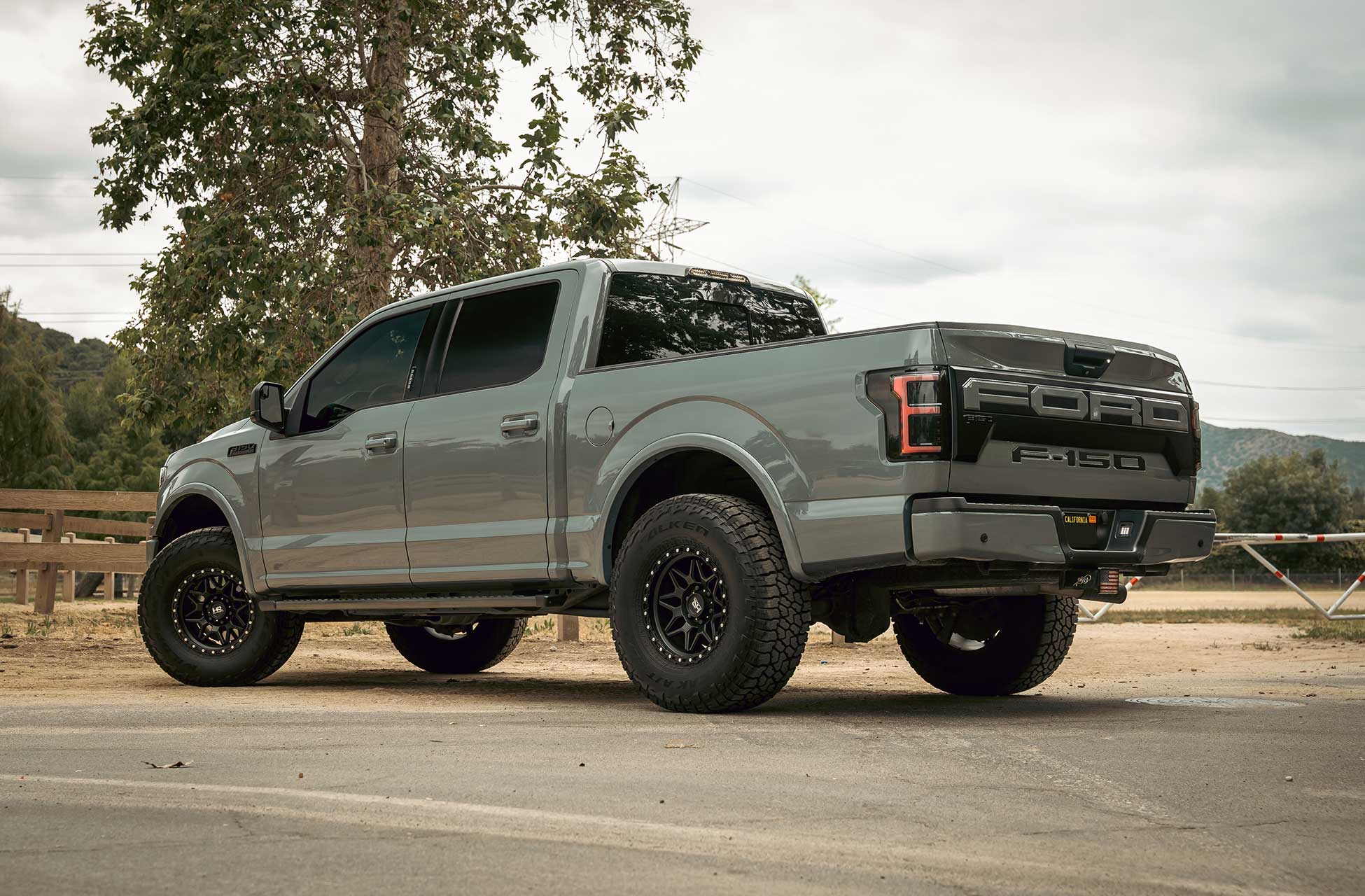 abyss gray ford f-150 with matte black 17x9 h105 off road wheels
