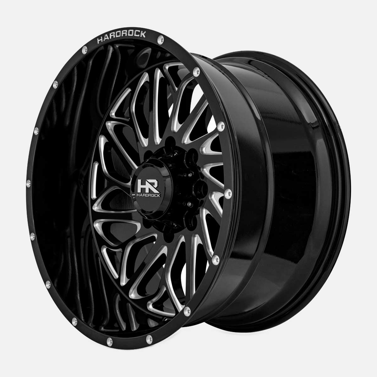 thumbnail interactive-video image 1 of Hardrock H581B Gloss Black 8-Lug Wheel Center Caps – Set Of 4 (H581B-SG Style) 1 of 6