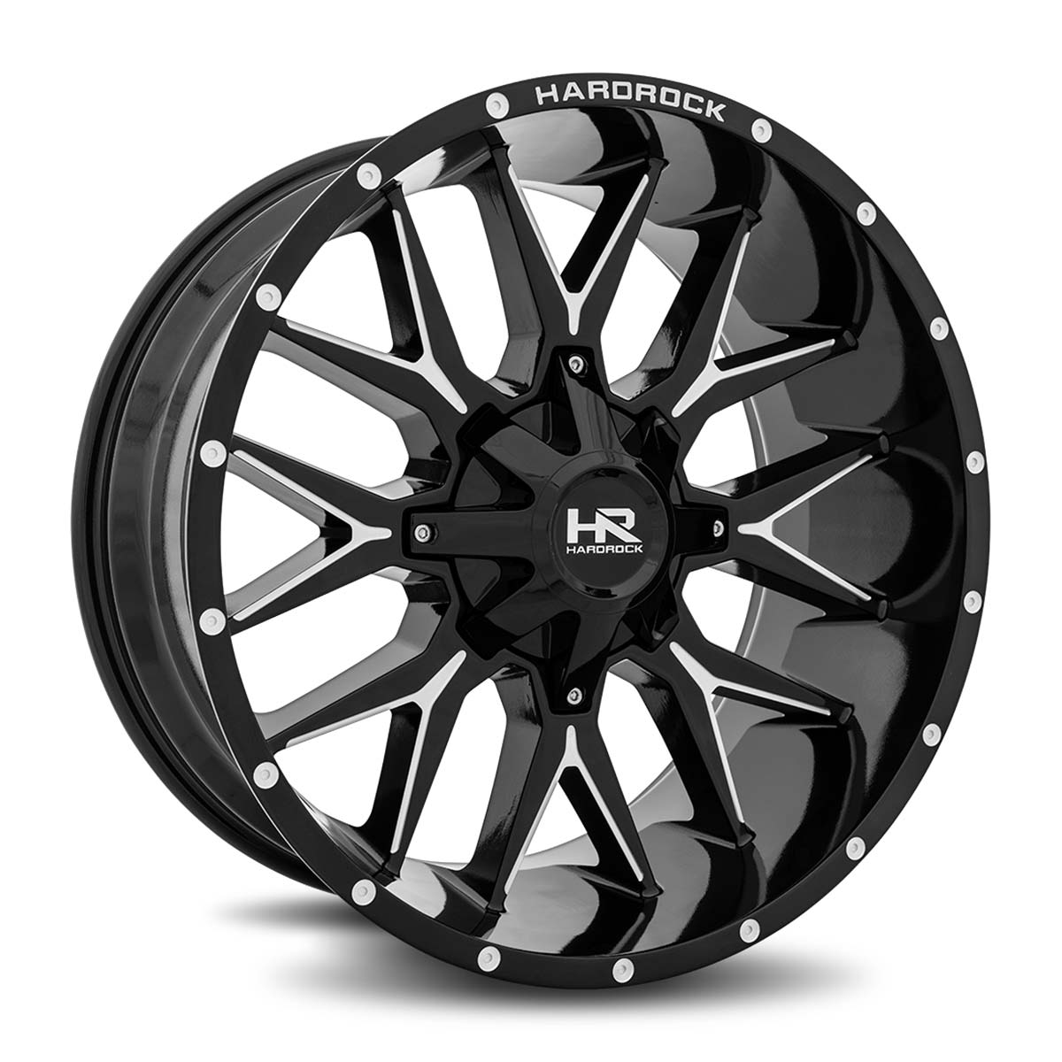 hardrock offroad h700 gloss black milled truck wheel