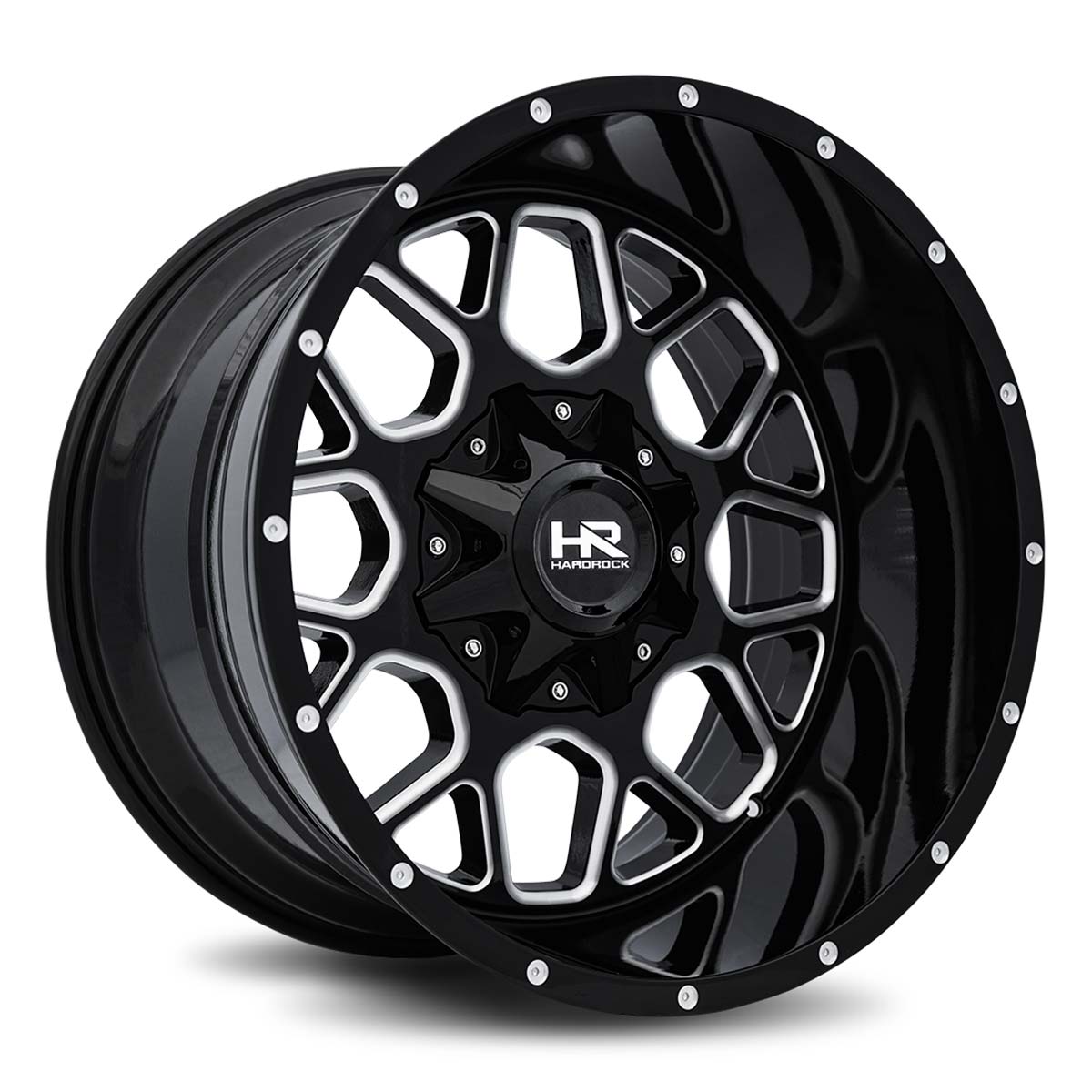 hardrock offroad h705 gloss black milled truck wheel