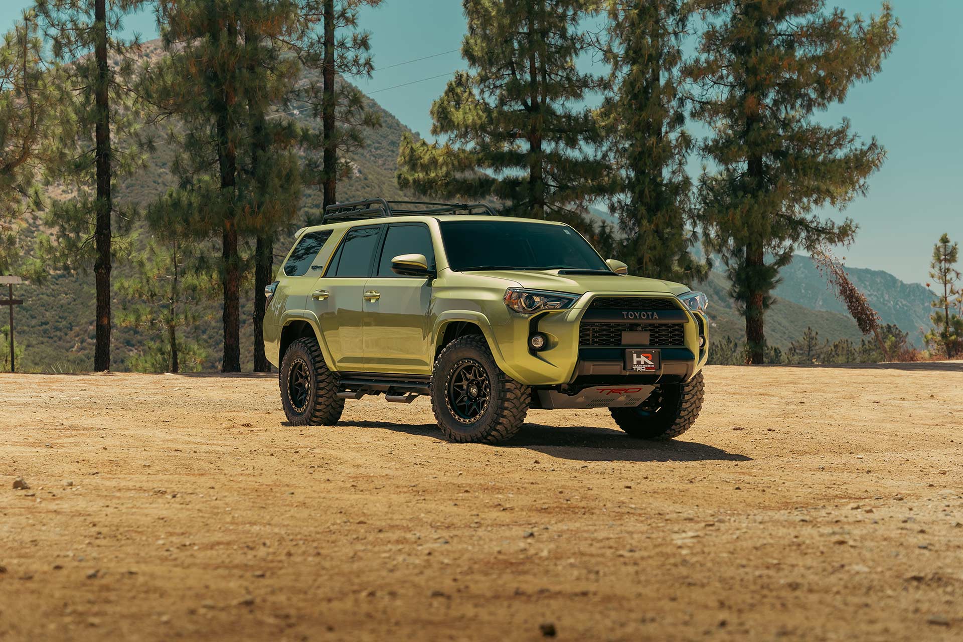 lime rush green toyota 4runner with matte black hardrock h105 off road wheels