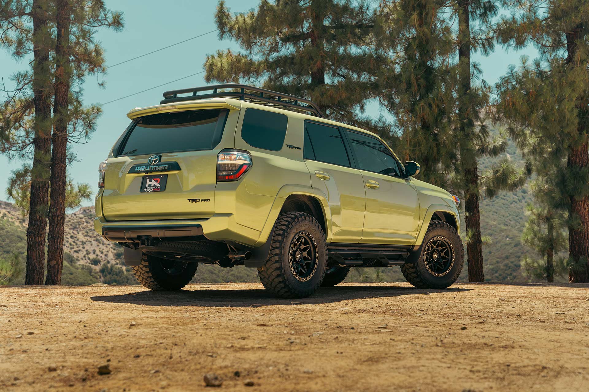 lime rush green toyota 4runner with matte black hardrock h105 off road wheels