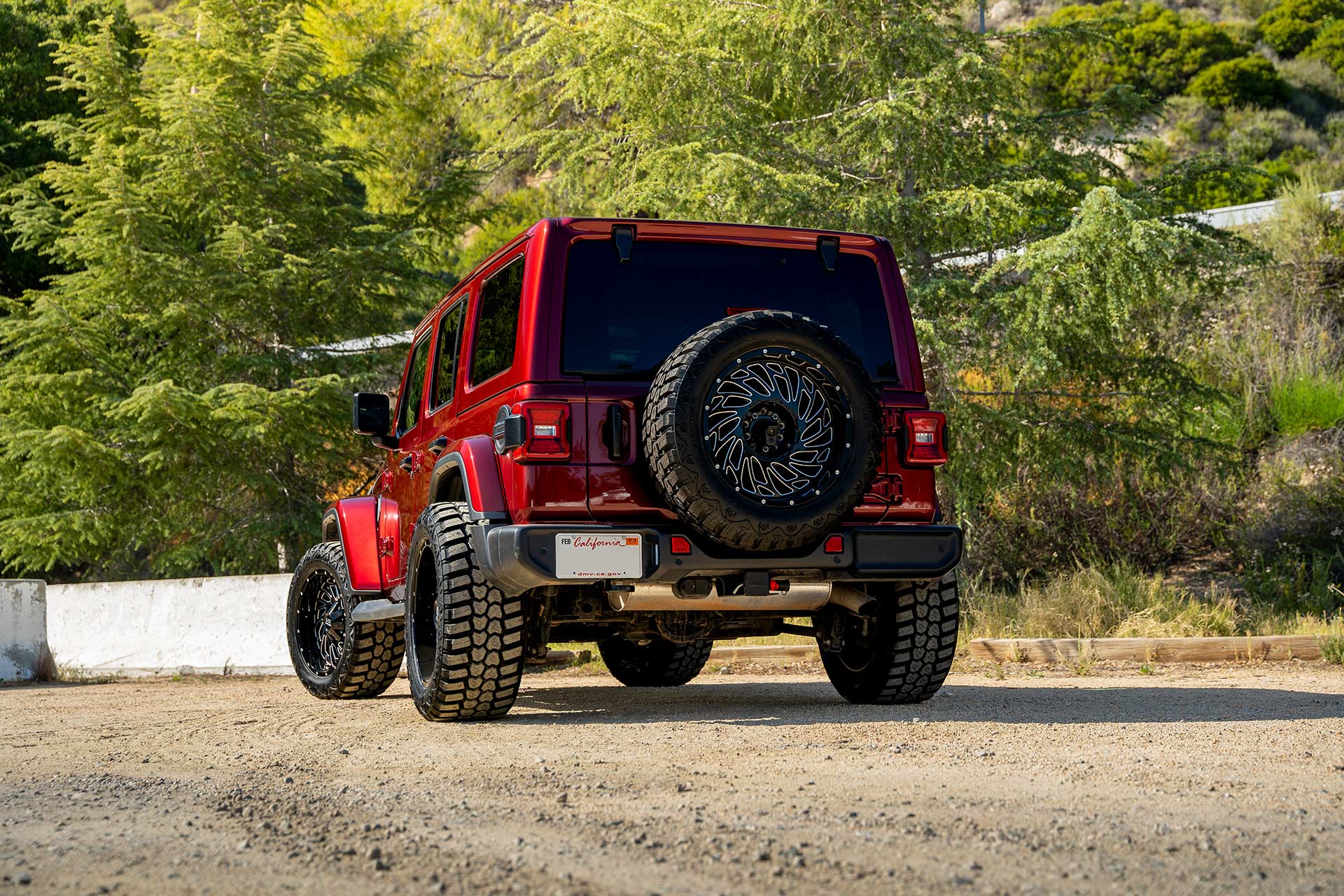 red jeep wrangler jl with gloss black milled h710 truck wheels